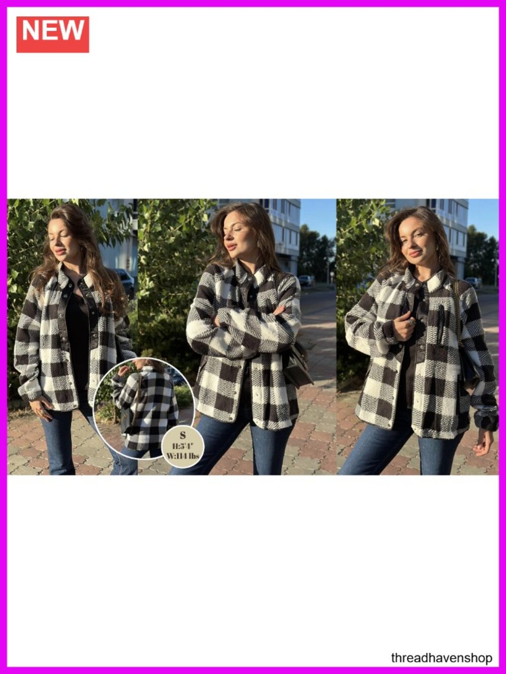Cozy Fleece Jacket Western Aztec Print Snap Button Down Coat with Pockets - Picture 4 of 6